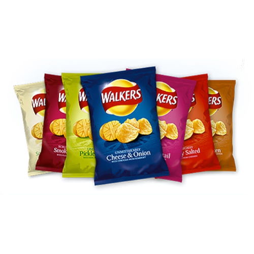 Walkers - Cheese & Onion - Prawn Cocktail - Pickled Onion - Worcester Sauce - Tomato Ketchup - Ready Salted - Smokey Bacon - Roast Chicken - Salt & Vinegar